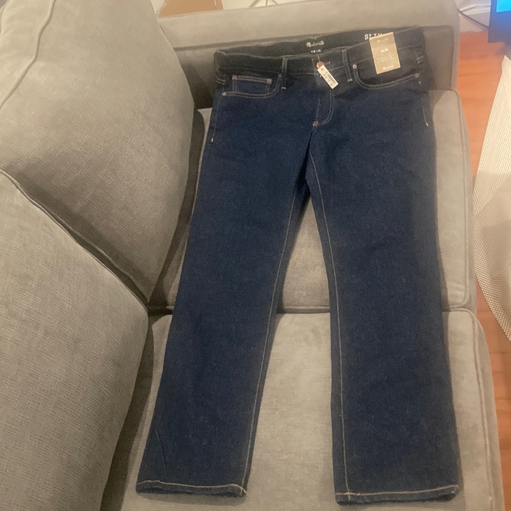 New Madewell Slim Jeans Rinse Dark Wash 36 Classic Straight Leg